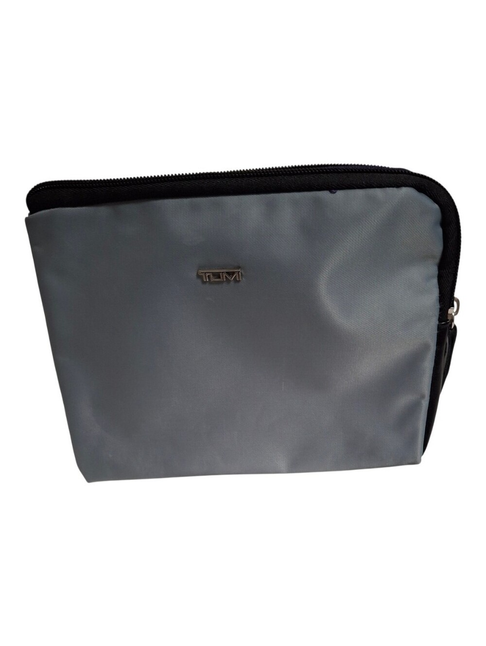 Tumi gray corner zip tolitries pouch new